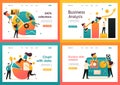 Flat 2D Data Analysis, Chart With Data, Data collections. For Landing Page Concepts and Web Design Royalty Free Stock Photo
