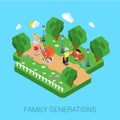 Flat 3d family parenting generations children kid people concept Royalty Free Stock Photo