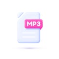 Flat 3D icon with mp3 file on white background. Vector illustration design Royalty Free Stock Photo