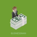 Flat 3d isometric billionaire, investor, rich man, millionaire