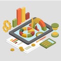 Flat 3d Isometric Business , Chart Graphic vector Royalty Free Stock Photo