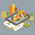 Flat 3d Isometric Business , Chart Graphic vector. Royalty Free Stock Photo