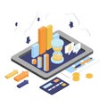 Flat 3d Isometric Business Finance Analytics, Chart Graphic Report Royalty Free Stock Photo