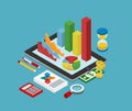 Flat 3d isometric business finance graphic analytics concept Royalty Free Stock Photo