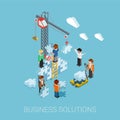 Flat 3d isometric business solutions web infographic concept