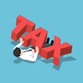 Isometric businessman crushed under the big tax word Royalty Free Stock Photo