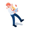 Isometric Businessman Gets Punched by Hand from Smartphone