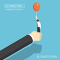 Isometric businessman hand stop his business rival before he flo Royalty Free Stock Photo