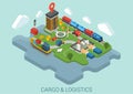 Flat 3d isometric cargo delivery business concept vector