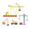 Flat 3d isometric city construction crane icon set Royalty Free Stock Photo