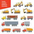 Flat 3d isometric city construction transport icon set