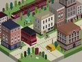 Flat 3d isometric city life illustration