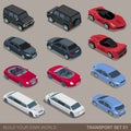 Flat 3d isometric city road transport icon set Royalty Free Stock Photo