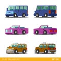 Flat 3d isometric city transport icon set: family cars, cabrio Royalty Free Stock Photo