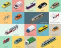 Flat 3d isometric city transport icon set. taxi