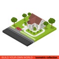 Flat 3d isometric family house car building block Royalty Free Stock Photo