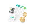 Flat 3d isometric illustration of table data calculation