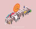 Flat 3d isometric illustration investment concept design, Abstract urban modern style, high quality business series.