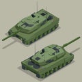 Flat 3d isometric illustration of tank. Military Transportation. Military Tank. Military Tank isometric. Military Tank