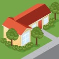 Flat 3d isometric land island infographics icon house realty real estate concept.