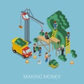Flat 3d isometric making money $ web infographic concept Royalty Free Stock Photo
