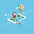 Flat 3d isometric mobile navigation maps infographic.