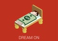 Flat 3d isometric money dream web concept icon