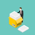 Flat 3d isometric paper work box business vector i