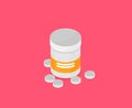 Flat 3d isometric pharmaceutics pharmacy drug