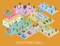 Flat 3d isometric shopping mall concept vector Royalty Free Stock Photo