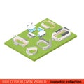 Flat 3d isometric sport stadium soccer football tennis baseball