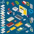 Flat 3d isometric workspace Royalty Free Stock Photo