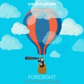 Flat 3d vector business foresight future balloon sky spyglass