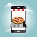 Online shopfront. Food delivering. Pizza. Mobile searching. Online payments by credit card