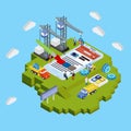 Flat 3d web isometric concept. Mobile app development Royalty Free Stock Photo