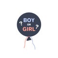 Flat dark blue balloon with text boy or girl. Royalty Free Stock Photo