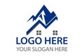 Blue Color Simple Shape Home and Mountain Logo Design Royalty Free Stock Photo