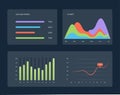 Flat dashboard, set of ui web infographic elements