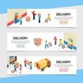 Flat Delivery Service Horizontal Banners