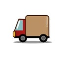 Flat delivery service truck icon of job hunting company or delivery system or transportation, shipping organization, commercial ca