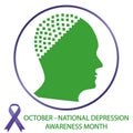 Flat depression icon vector isolated on white background. October national depression month concept design.