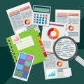 Flat design with Accounting documents and Financial reports Royalty Free Stock Photo