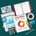 Flat design with Accounting  and Financial reports Royalty Free Stock Photo