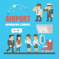 Flat design of airport infographic elements