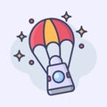 Apollo spaceship landed using a parachute Icon Vector Ilustration Premium