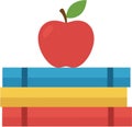 Flat Design Apple on Stack of Books Education Icon Illustration Royalty Free Stock Photo