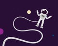 Flat design, Astronauts float in space, Vector illustration