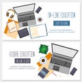 Flat design banners for online education