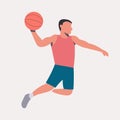 Flat design basketball player dunk vector illustration