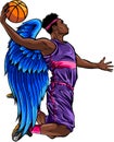 Flat design basketball player dunk vector illustration on white background